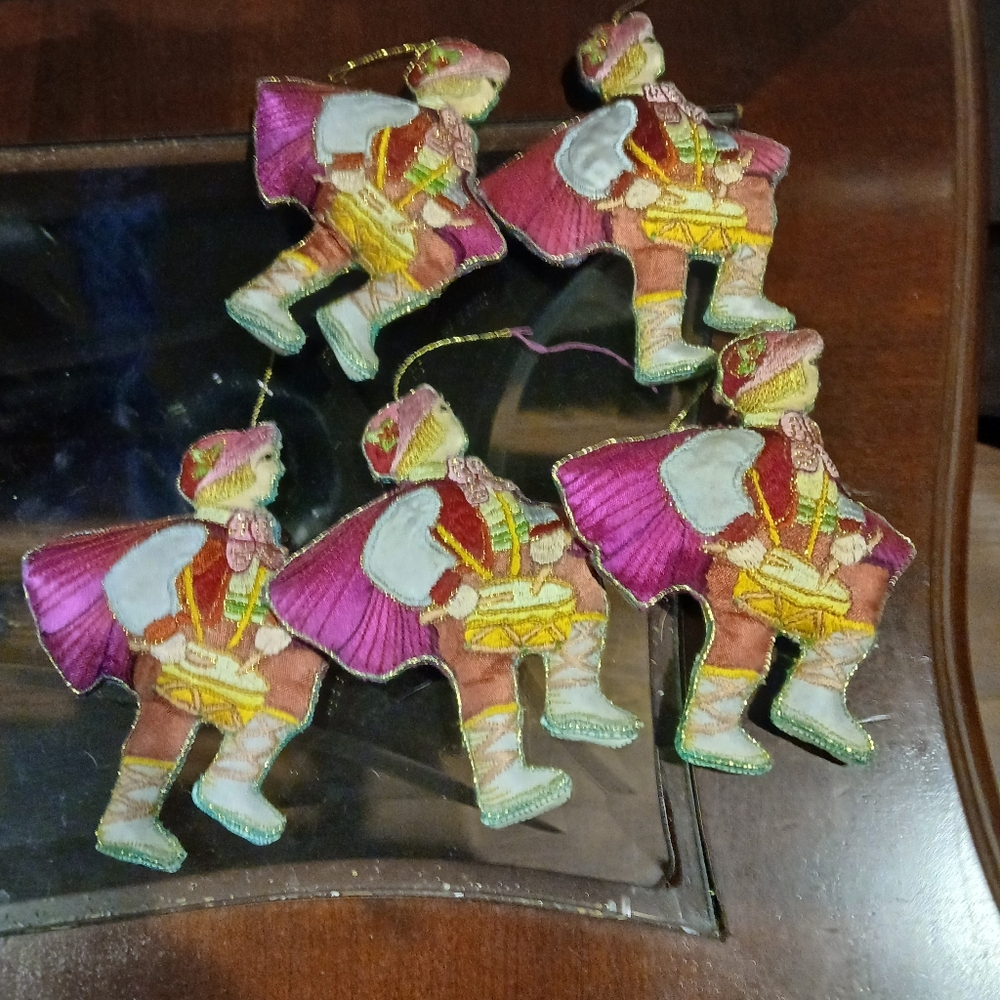 Vibrant little Drummer BoyOrnaments with Pink and Gold Accents